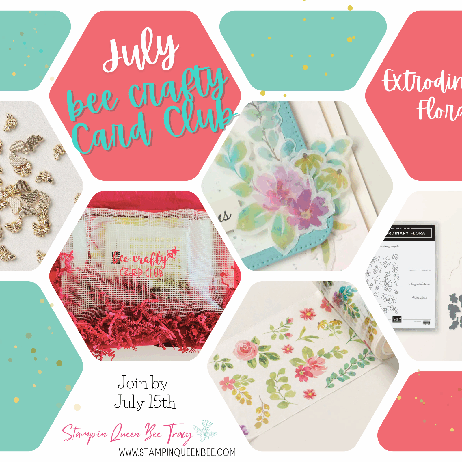 July bee crafty card club collage